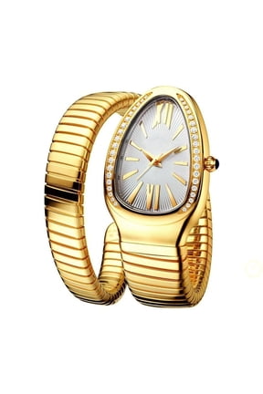 Classic Snake Shape Watch For Women Gold Silver Scaleable Bracelet Watches Bling Diamonds Quartz Ladies Wristwatch
