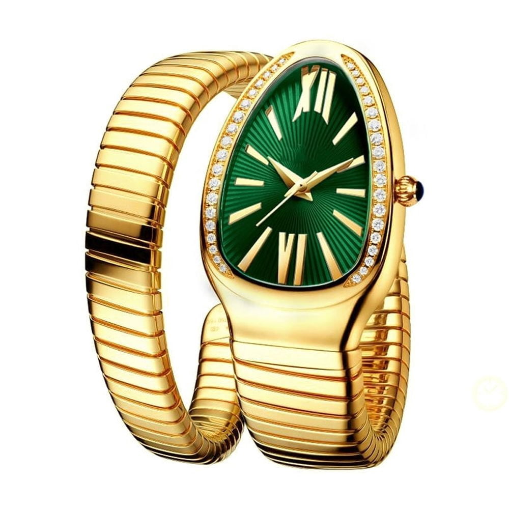 Classic Snake Shape Watch For Women Gold Silver Scaleable Bracelet Watches Bling Diamonds Quartz Ladies Wristwatch