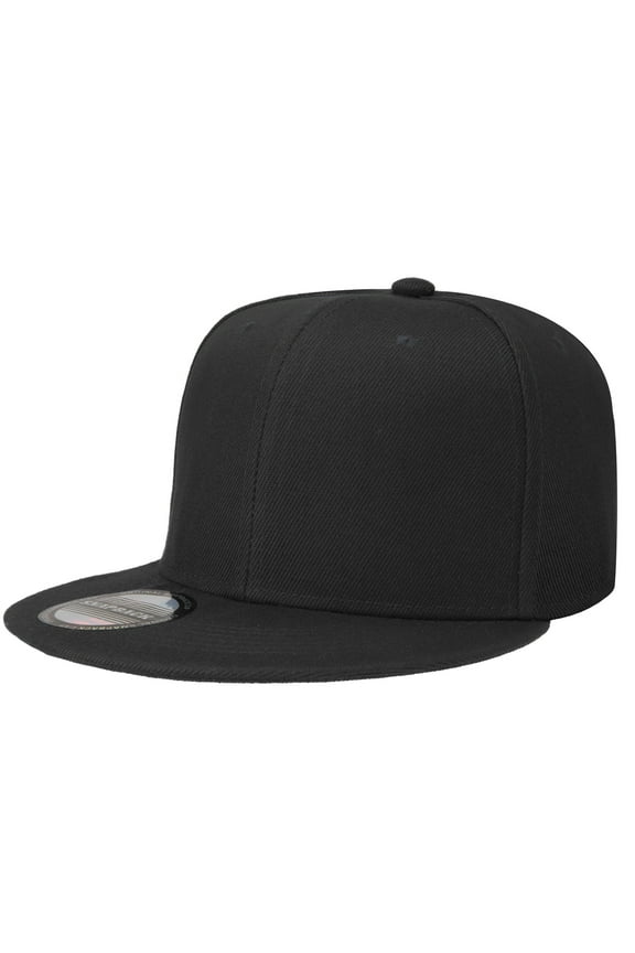 Classic Snapback Hat Cap Hip Hop Style Flat Bill Blank Solid Color Adjustable Size Black