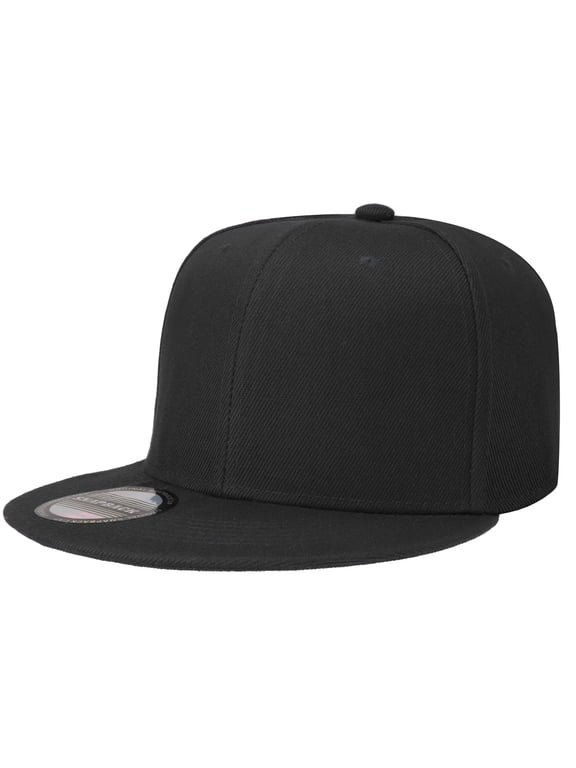 Classic Snapback Hat Cap Hip Hop Style Flat Bill Blank Solid Color Adjustable Size Black