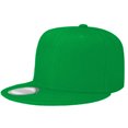 thumbnail image 1 of Classic Snapback Hat Cap Hip Hop Style Flat Bill Blank Solid Color Adjustable Size Kelly Green, 1 of 5