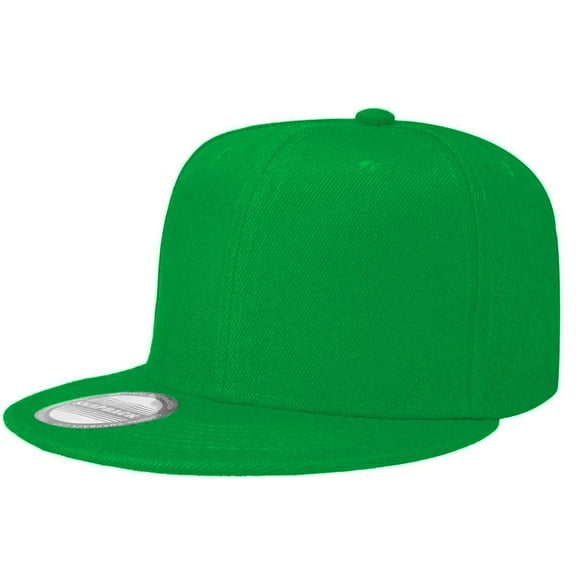 Classic Snapback Hat Cap Hip Hop Style Flat Bill Blank Solid Color Adjustable Size Kelly Green