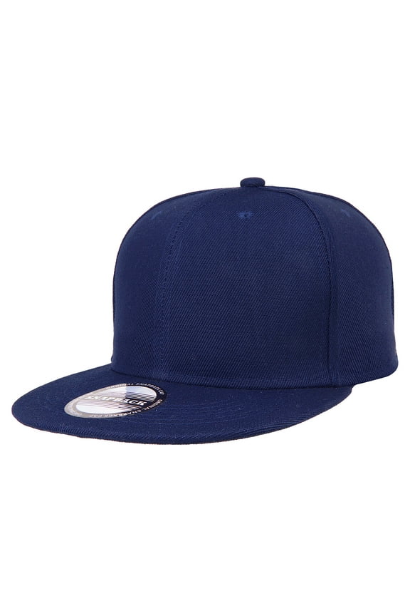 Classic Snapback Hat Cap Hip Hop Style Flat Bill Blank Solid Color Adjustable Size Navy