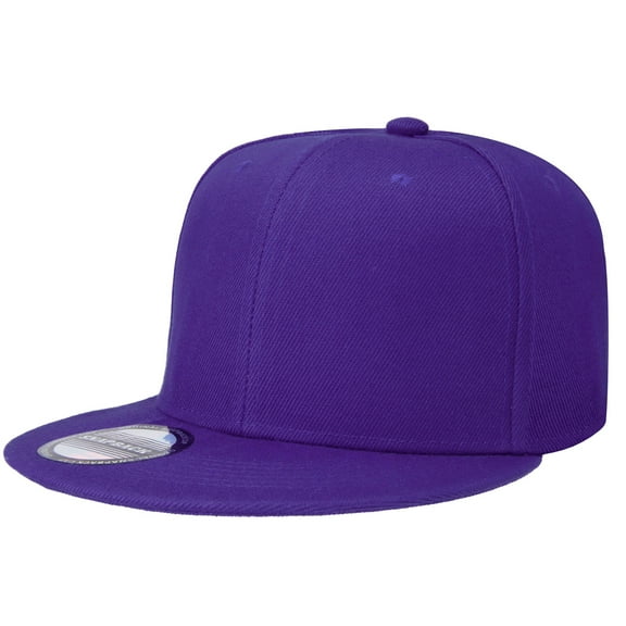 Classic Snapback Hat Cap Hip Hop Style Flat Bill Blank Solid Color Adjustable Size Purple