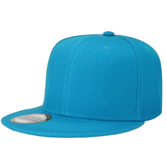 Classic Snapback Hat Cap Hip Hop Style Flat Bill Blank Solid Color Adjustable Size Turquoise