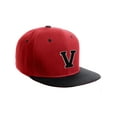 thumbnail image 1 of Classic Snapback Hat Custom A-Z Initial Raised Letter, Red Black Hat White Black, 1 of 3