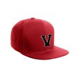 thumbnail image 1 of Classic Snapback Hat Custom A to Z Initial Letter Flat Bill, Red Cap White Black Letter Initial V, 1 of 3