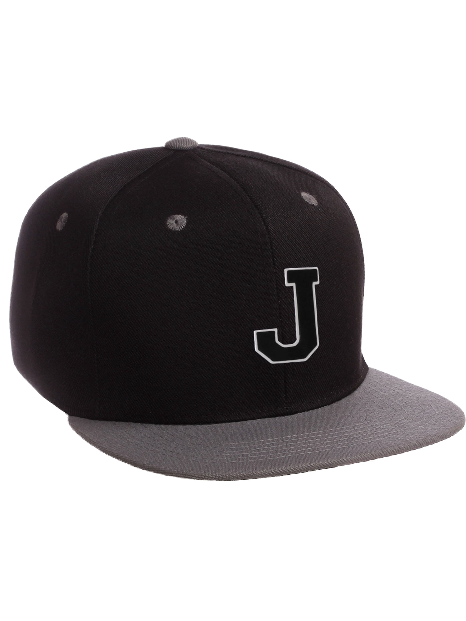 Classic Snapback Hat Custom A to Z Initial Letters, Black Charcoal Cap ...