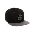 thumbnail image 1 of Classic Snapback Hat Custom A to Z Initial Letters, Black Charcoal Cap Wht Blk Letter Initial S, 1 of 3