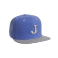 thumbnail image 1 of Classic Snapback Hat Custom A to Z Initial Letters, Blue Gray Cap Black White Letter Initial J, 1 of 3