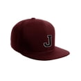 thumbnail image 1 of Classic Snapback Hat Custom A to Z Initial Letters, Burgundy Cap White Black Letter Initial J, 1 of 3