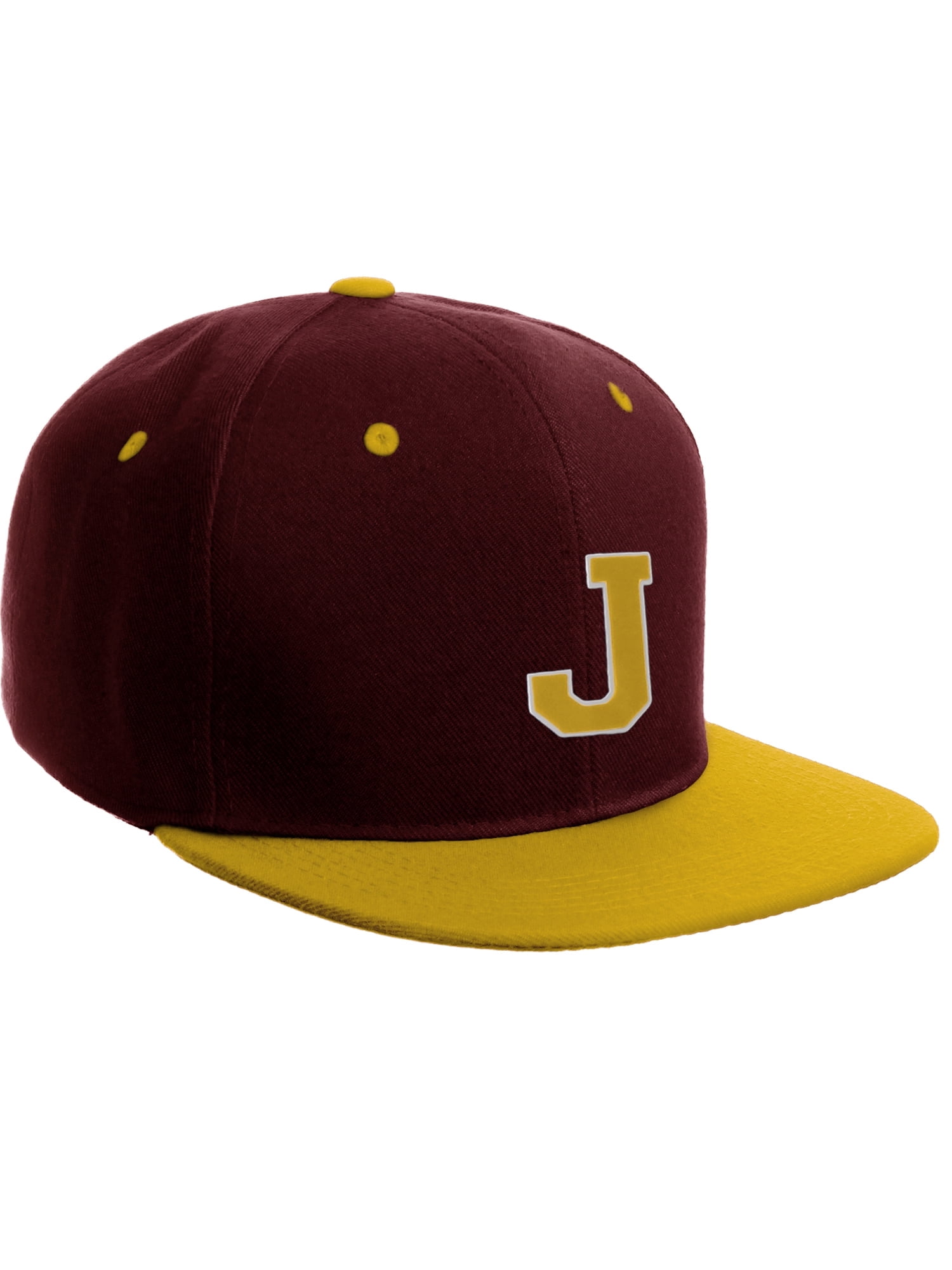 Classic Snapback Hat Custom A to Z Initial Letters, Burgundy Gold Cap ...