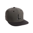 thumbnail image 1 of Classic Snapback Hat Custom A to Z Initial Letters, Charcoal Black Cap Wht Blk Letter Initial L, 1 of 3