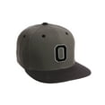 thumbnail image 1 of Classic Snapback Hat Custom A to Z Initial Letters, Charcoal Black Cap Wht Blk Letter Initial O, 1 of 3
