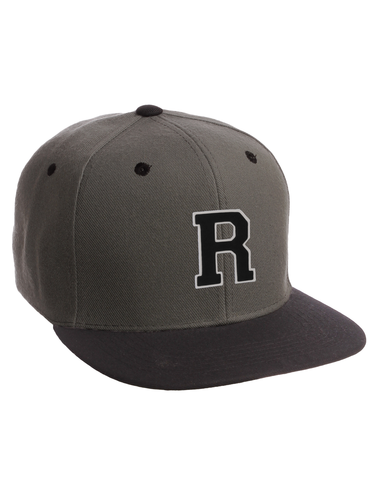Letter R Hat Classic Snapback Hat Custom A to Z Initial Letters, Charcoal Black Cap ...