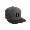 thumbnail image 1 of Classic Snapback Hat Custom A to Z Initial Letters, Charcoal Black Cap Wht Blk Letter Initial R, 1 of 3