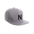 thumbnail image 1 of Classic Snapback Hat Custom A to Z Initial Letters, Light Grey Cap White Black Letter Initial N, 1 of 3