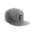 thumbnail image 1 of Classic Snapback Hat Custom A to Z Initial Letters, Light Grey Cap White Navy Letter Initial F, 1 of 3