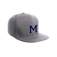 thumbnail image 1 of Classic Snapback Hat Custom A to Z Initial Letters, Light Grey Cap White Navy Letter Initial M, 1 of 3