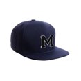 thumbnail image 1 of Classic Snapback Hat Custom A to Z Initial Letters, Navy Cap White Black Letter Initial M, 1 of 3