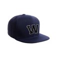 thumbnail image 1 of Classic Snapback Hat Custom A to Z Initial Letters, Navy Cap White Black Letter Initial W, 1 of 3