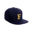 thumbnail image 1 of Classic Snapback Hat Custom A to Z Initial Letters, Navy Cap White Gold Letter Initial F, 1 of 3