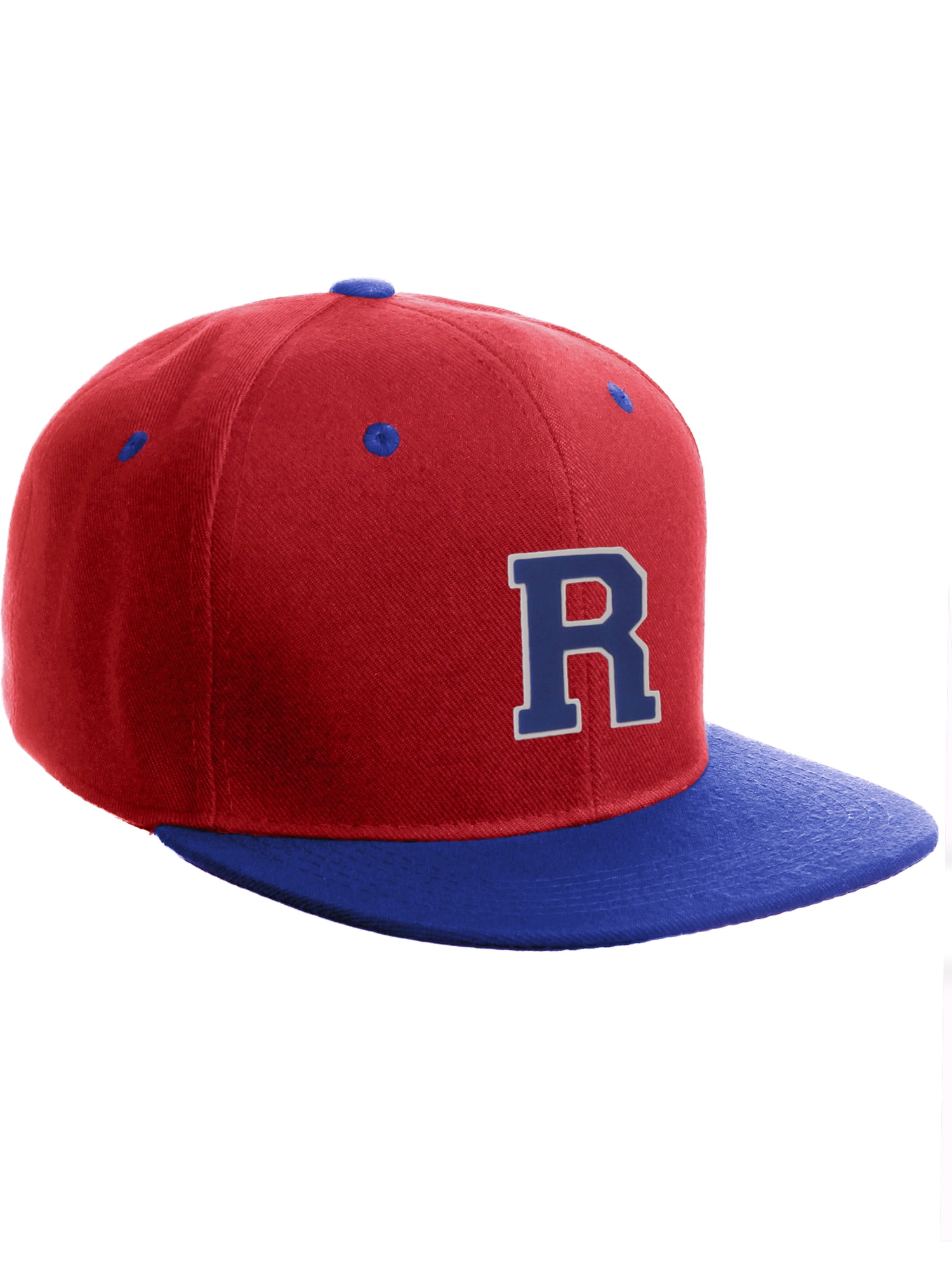 Classic Snapback Hat Custom A to Z Initial Letters, Red Royal Cap White ...