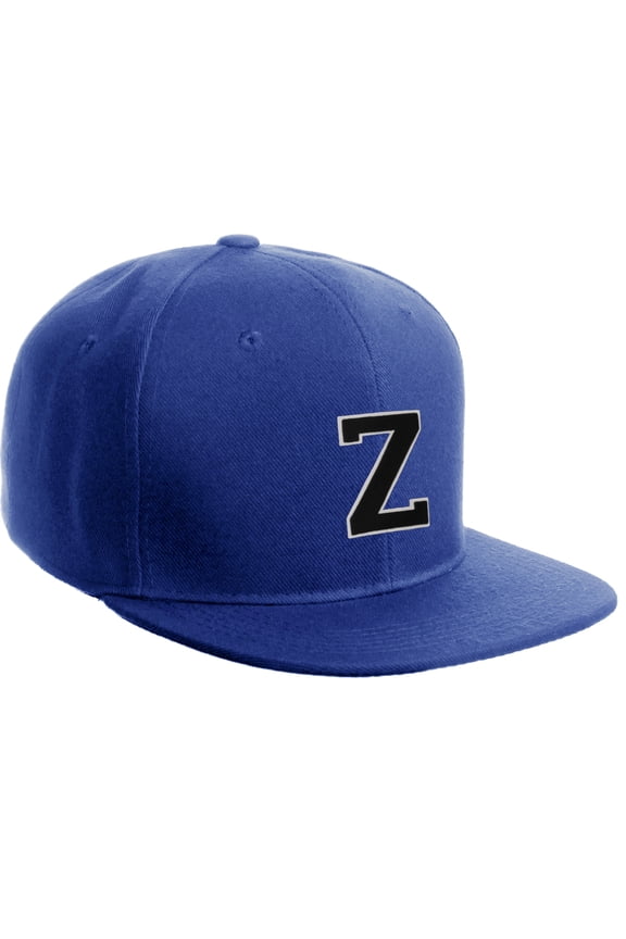 Classic Snapback Hat Custom A to Z Initial Letters, Royal Cap White Black Letter Initial Z