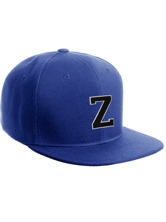 Classic Snapback Hat Custom A to Z Initial Letters, Royal Cap White Black Letter Initial Z