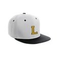 thumbnail image 1 of Classic Snapback Hat Custom A to Z Initial Letters, White Black Cap Black Gold Letter Initial L, 1 of 3