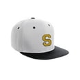 thumbnail image 1 of Classic Snapback Hat Custom A to Z Initial Letters, White Black Cap Black Gold Letter Initial S, 1 of 3