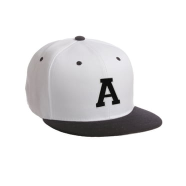 Classic Snapback Hat Custom A to Z Initial Letters, White Black Cap White Black Letter Initial A