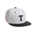 thumbnail image 1 of Classic Snapback Hat Custom A to Z Initial Letters, White Black Cap White Black Letter Initial T, 1 of 3