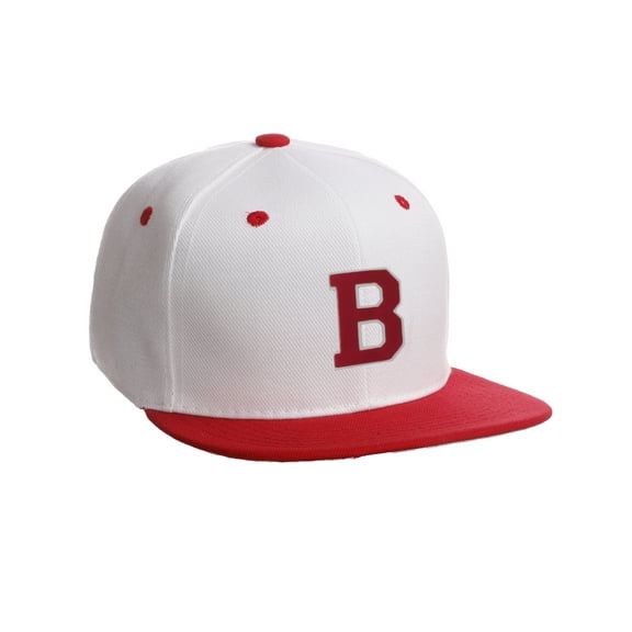 Classic Snapback Hat Custom A to Z Initial Letters, White Red Cap White Red