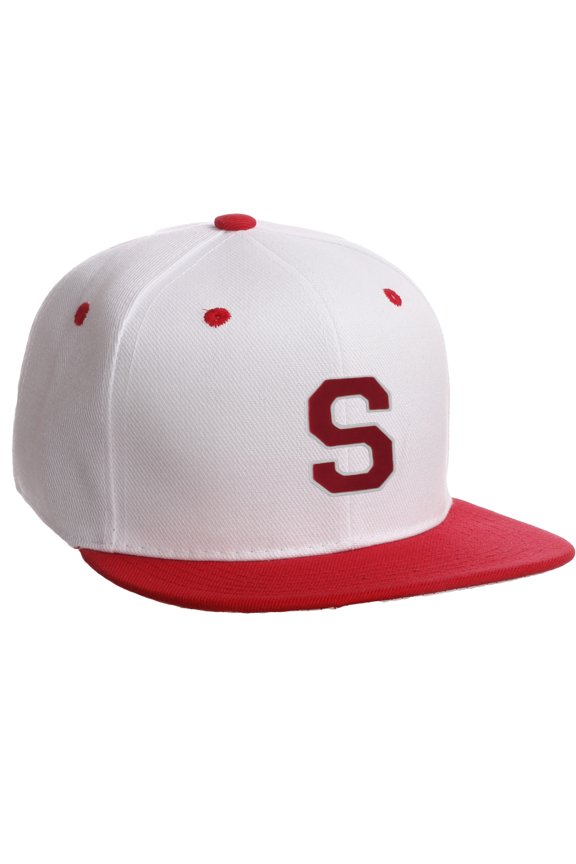 Classic Snapback Hat Custom A to Z Initial Letters, White Red Cap White Red