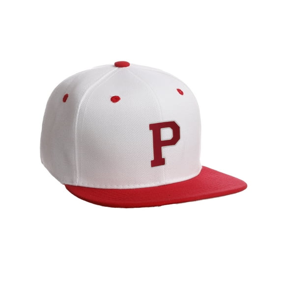Classic Snapback Hat Custom A to Z Initial Letters, White Red Cap White Red
