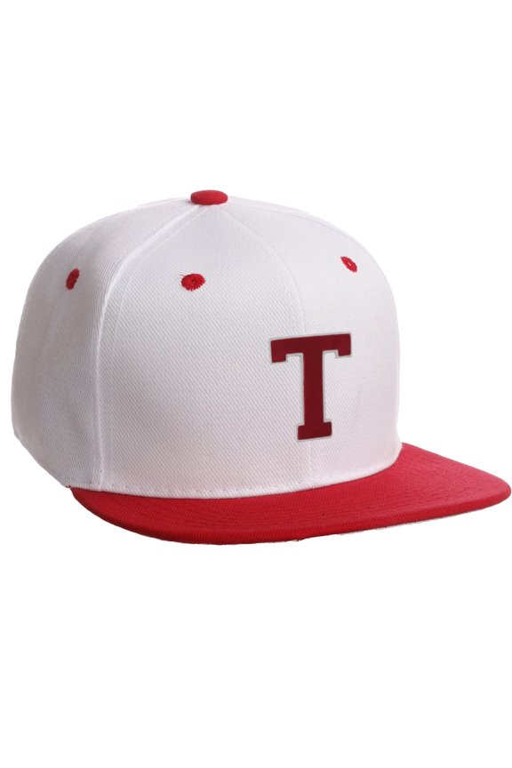 Classic Snapback Hat Custom A to Z Initial Letters, White Red Cap White Red