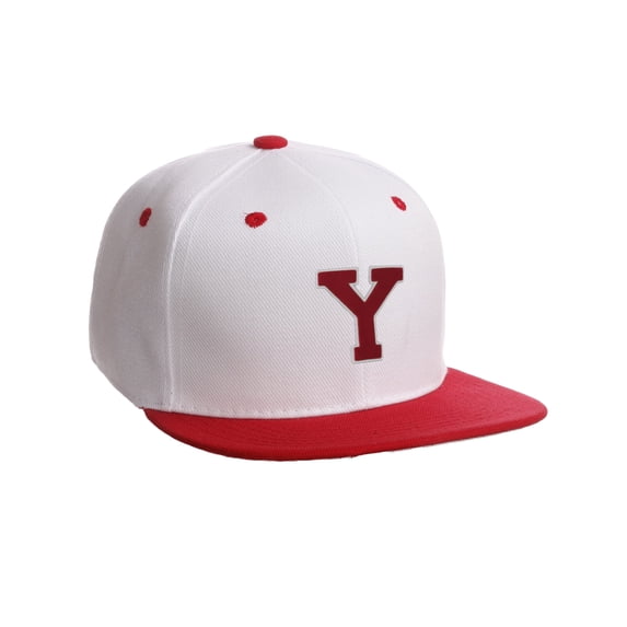 Classic Snapback Hat Custom A to Z Initial Letters, White Red Cap White Red