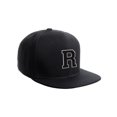 thumbnail image 1 of Classic Snapback Hat Custom A to Z Initial Raised Letters, Black Cap White Black Letter Initial R, 1 of 3