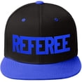 thumbnail image 1 of Classic Snapback Referee Hat High Profile Flat Bill Visor Adjustable Back Cap, Black Royal Blue, 1 of 3