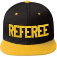 thumbnail image 1 of Classic Snapback Referee Hat High Profile Flat Bill Visor Adjustable Back Cap, BlackGold Gold, 1 of 3