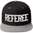 thumbnail image 1 of Classic Snapback Referee Hat High Profile Flat Bill Visor Adjustable Back Cap, BlackGrey White, 1 of 3