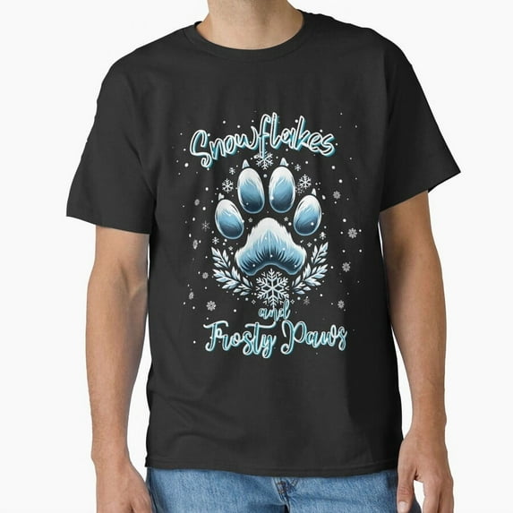 Classic Snowflake Pattern Simple Winter Christmas Holiday Graphic Unisex T-Shirt, for men & women, up to size 5XL