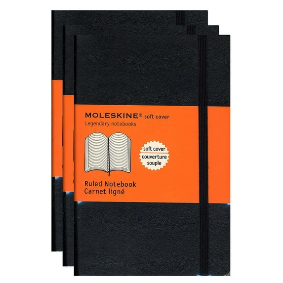 Classic Soft Cover Notebooks black, 3 1/2 in. x 5 1/2 in., 192 pages, lined (pack of 3)