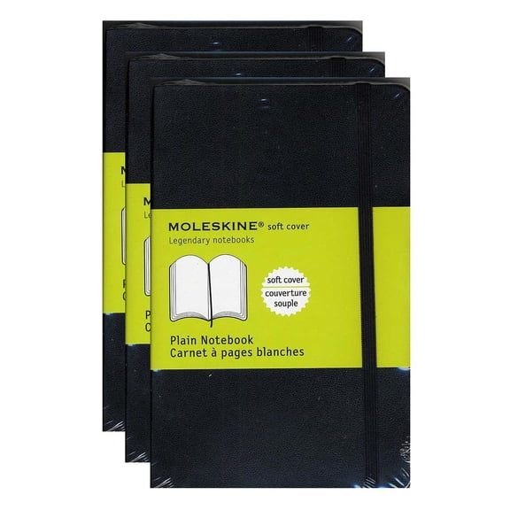 Classic Soft Cover Notebooks black, 3 1/2 in. x 5 1/2 in., 192 pages, unlined (pack of 3)
