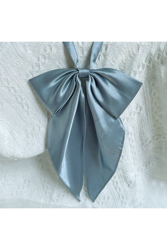 Classic Solid Bow Tie for Elegant Preppy Style Necktie Fashionable Versatile Accessory Blue One Size