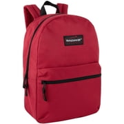 Classic Solid Color 17 Inch Backpack with Front Zipper Accessory Pocket, Dual Zipper Closure & Padded Shoulder Straps fo