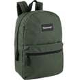 thumbnail image 1 of Classic Solid Color 17 Inch Backpack with Front Zipper Accessory Pocket, Dual Zipper Closure & Padded Shoulder Straps for Work, Office, Gym, Sports, Travel, Commute & Recreation in Hunter Green, 1 of 7