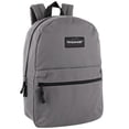 thumbnail image 1 of Classic Solid Color 17 Inch Backpack with Front Zipper Accessory Pocket, Dual Zipper Closure & Padded Shoulder Straps for Work, Office, Gym, Sports, Travel, Commute & Recreation in Gray, 1 of 7