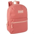 thumbnail image 1 of Classic Solid Color 17 Inch Backpack with Front Zipper Accessory Pocket, Dual Zipper Closure & Padded Shoulder Straps for Work, Office, Gym, Sports, Travel, Commute & Recreation in Coral, 1 of 7